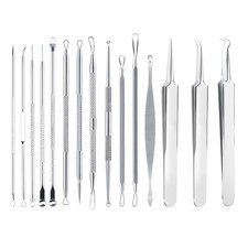15PCS Blackhead Remover Tool Kit Acne Extractor Pimple Popper Stainless SteelSet