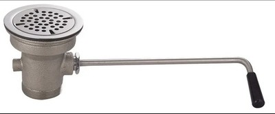 BK Resources Twist Lever Drain 3.5'' Opening w/ S/s  Strainer Overflow Cap New
