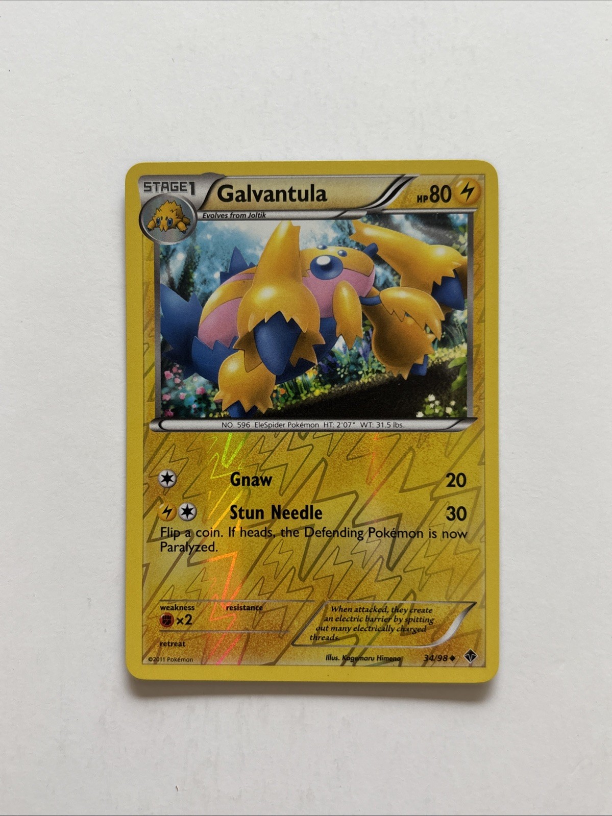 Galvantula 34/98 Rev Reverse Holo BW Emerging Powers Pokemon NM .