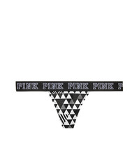 Victoria's Secret PINK Logo Thong Panty Black White Geo