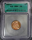 1937-S Lincoln Cent, ICG MS64 RB, Pretty Toning