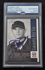 2001 FREDDY SANCHEZ Signed Upper Deck ROOKIE Card-RED SOX-PIRATES-PSA