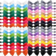 70 Pcs Dog Bow Ties Adjustable Collar Bulk 17 Colors Solid Pet Bowties