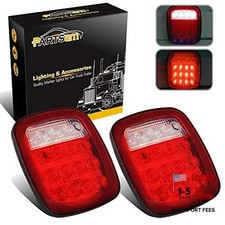 2x Universal 16 LED Stop Tail Turn Signal Backup Reverse Brake Red Lens