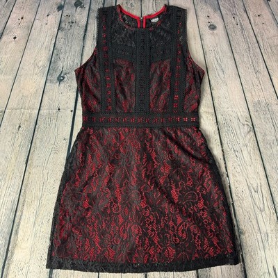 Coco Disney Sleeveless A-Line Black Lace Overlay w/ Red Underlay Dress Size L