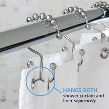MAYTEX Metal Chrome Double Roller Glide Ring, Set of 12 Shower Curtain Hooks