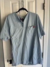 Wrangler Workwear Men's 2XL Blue Short Sleeve Henley Pullover Work Shirt