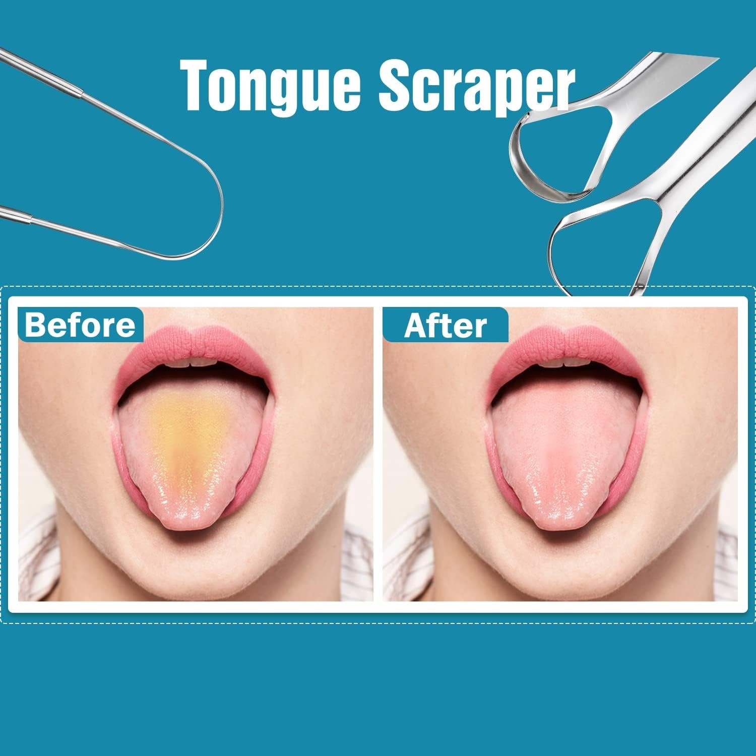 3 PCS Metal Tongue Scraper Stainless Steel Tongue Scrapers for Adults Kids