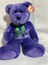 Ty Beanie Buddies Collection 14" Employee Bear Purple Plush 2000