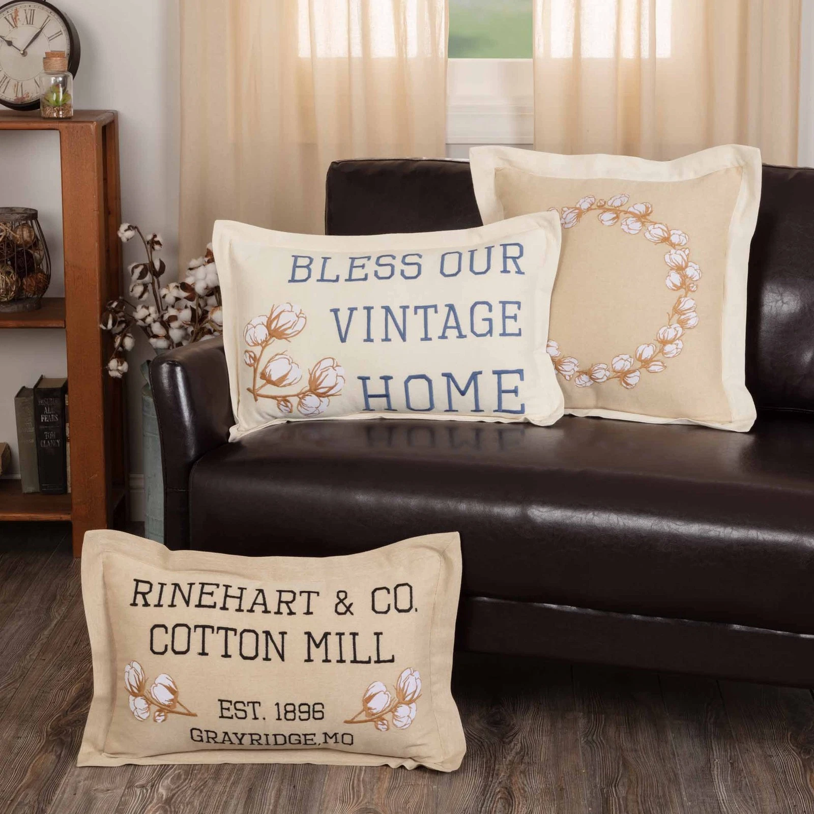 VHC Brands Wreath Embroidered Pillow - Thumbnail 5