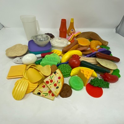 Huge Mixed Lot PLASTIC FOOD Toy Tupperware Plates | Colander | Casserole Dish