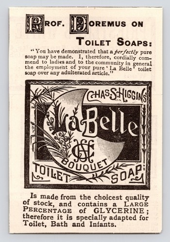 1880er ~ La Belle Bouquet Toilettenseife ~ Chas Higgins ~ viktorianischer Druck Werbung Werbung