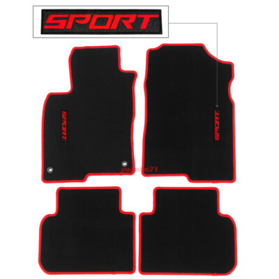 For 22-26 Honda Civic 4DR Sedan Floor Mat Carpet Black Nylon Red Trim Red Sport
