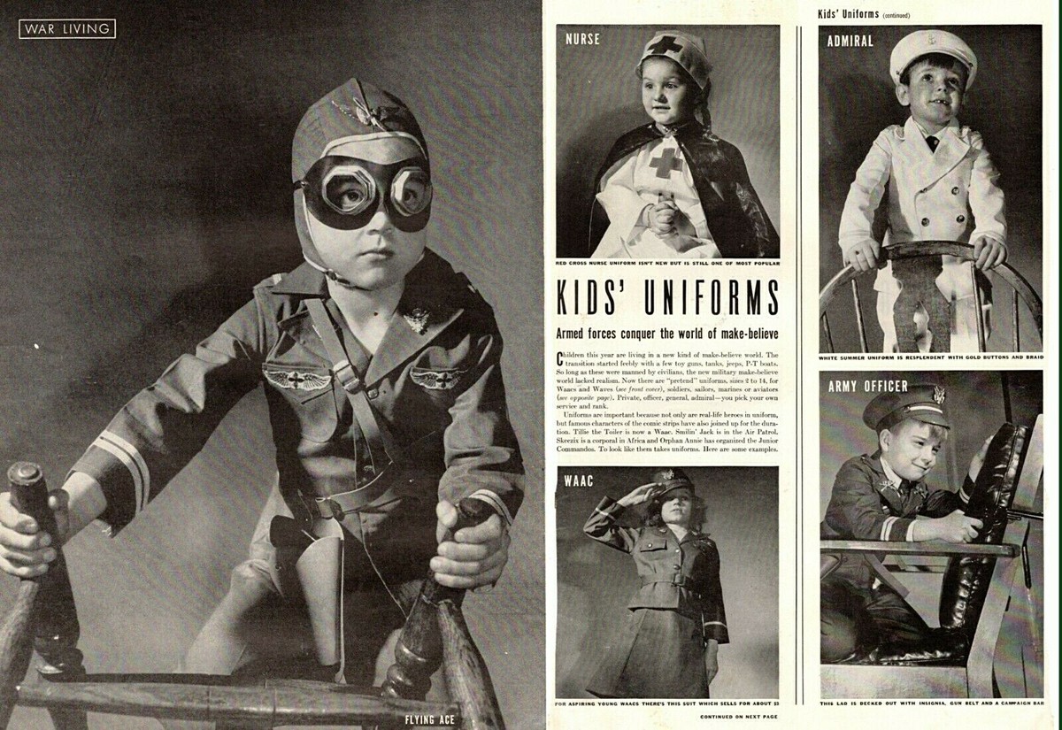 1943 WW2 article KID'S UNIFORMS conquer world of Make-Believe