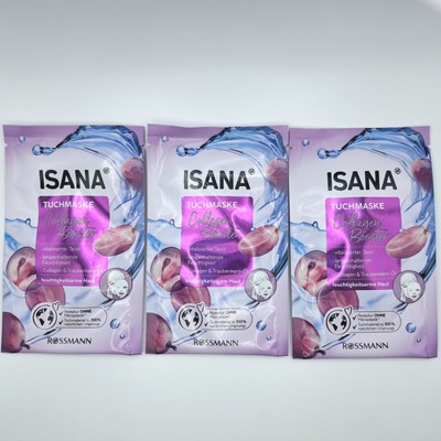 3× Isana Tuchmaske Collagen Booster