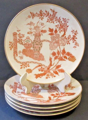 VINTAGE Set of 5 Minton Early 1900s Dessert Plate Hand Painted Gold Japan Scroll