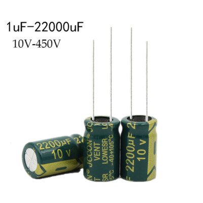 10V - 450V High Frequency LOW ESR Radial Electrolytic Capacitor 1uF - 22000uF