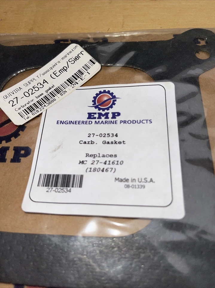 EMP MARINE,CARBURETOR GASKET,REPLACES:MC 27-41610;P/N 27-02534. - Image 2 of 3