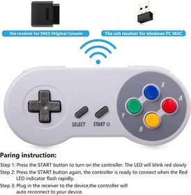 2.4 G Wireless SNES Controller Compatible with Original SNES Super NES, Win IOS