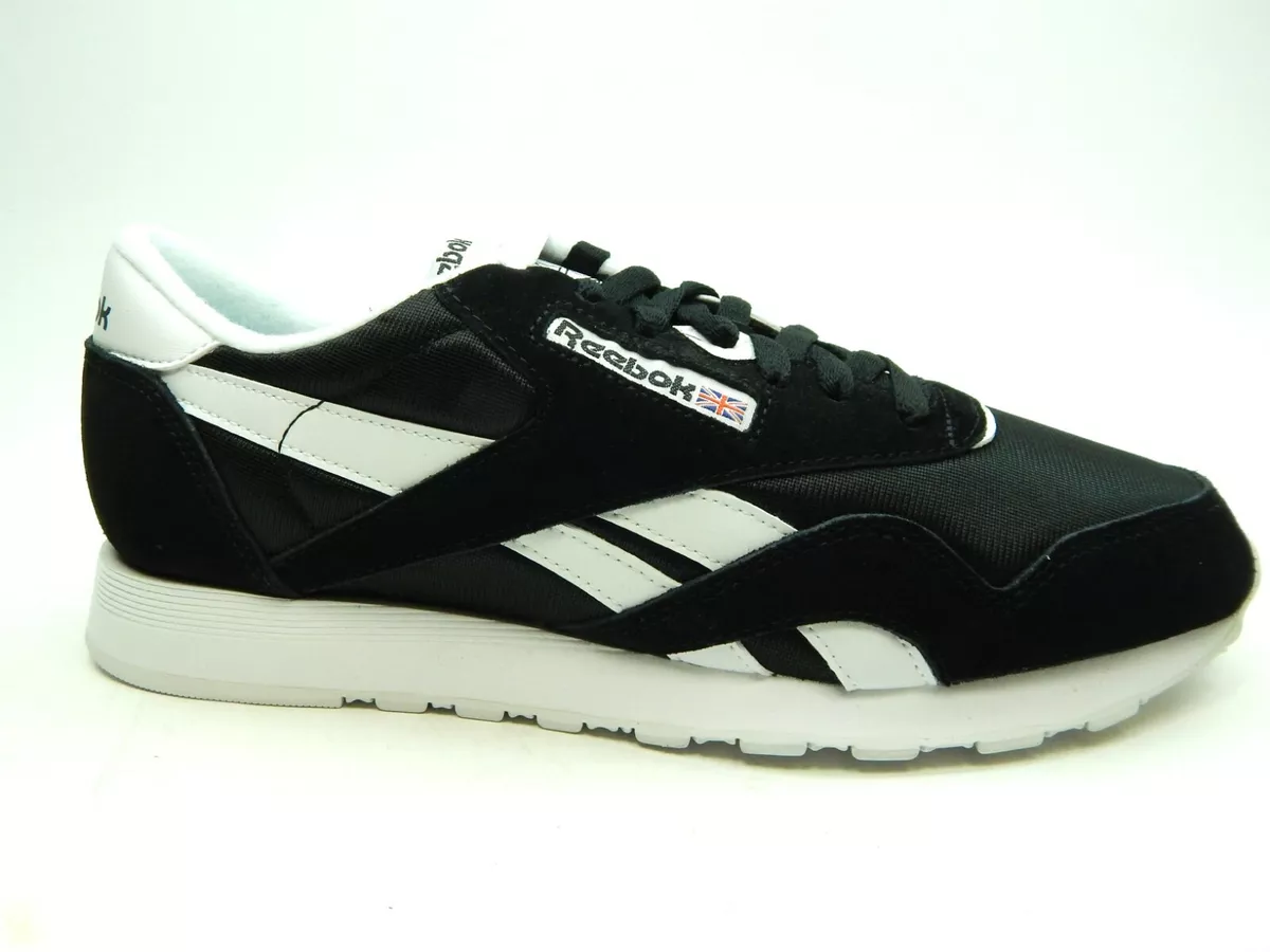 REEBOK MEN'S CL NYLON HOMMES CLASSIC 6604 BLACK WHITE SHOES SIZE 8