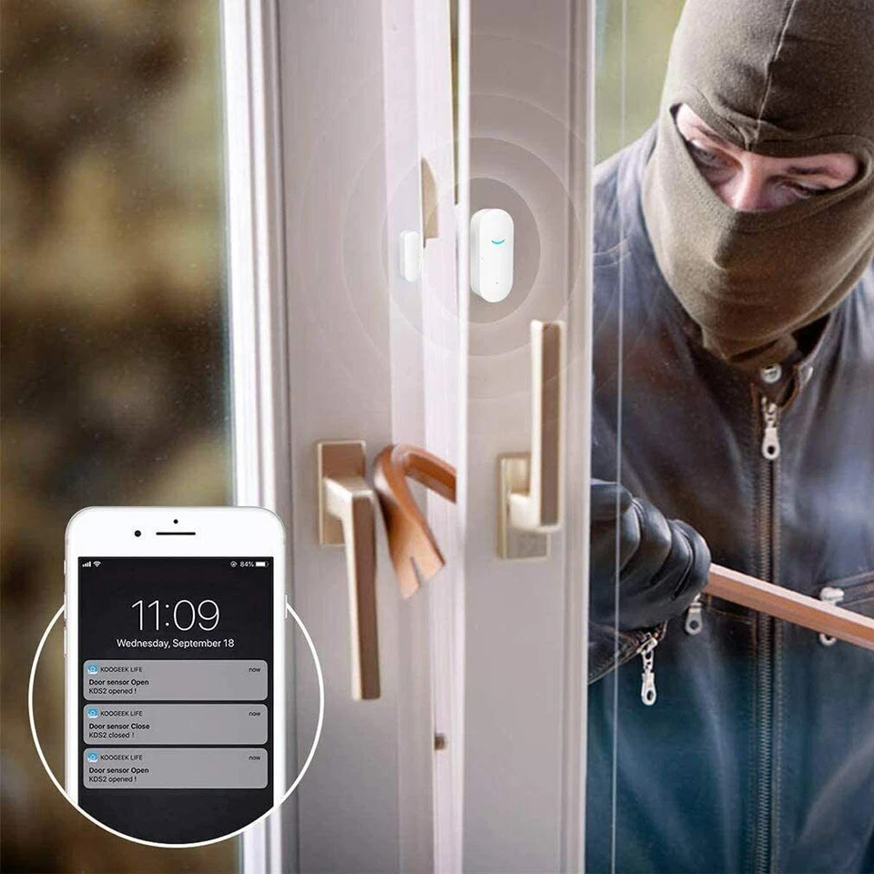 WiFi Smart Door Window Sensor Detector Real-time Safe Burglar Alarm Alexa Google - Image 3 of 4