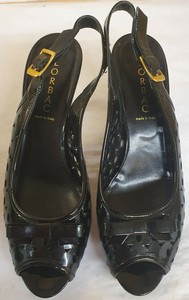 Lorbac Black Patent Laser Cut Detail Peep Toe Sling Back Shoes, size UK7/EU  40 | eBay