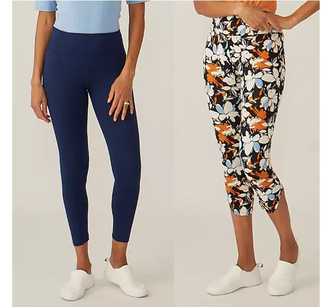 Cuddl Duds - Flexwear Set of 2 Leggings Pants - 1 - Navy Blue 1 - Floral