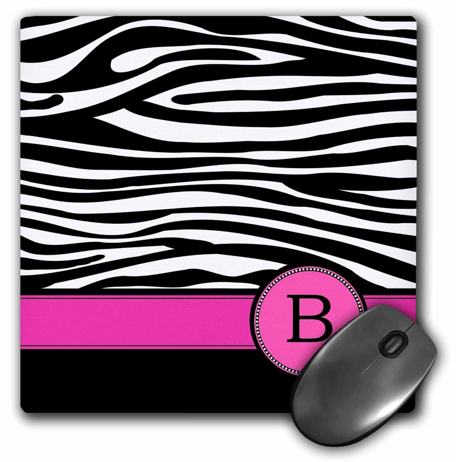 3dRose Letter B monogrammed black and white zebra stripes animal print with hot