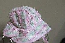 Girl's Gap floppy hat with strap pink plaid multi color 12 18 months