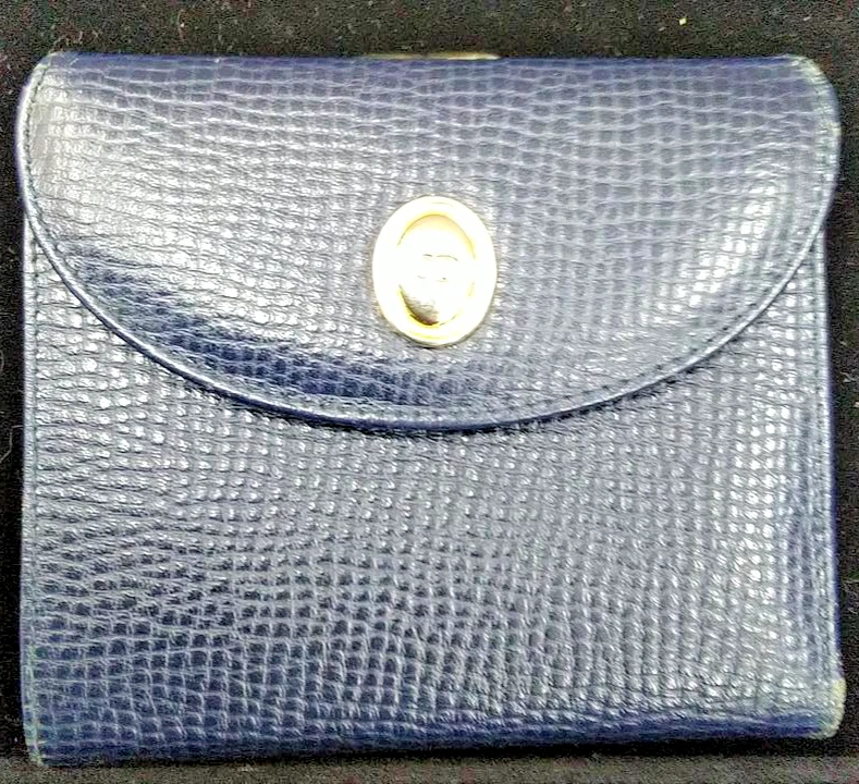 Portefeuille triple cuir bleu marine logo CD Christian Dior occasion