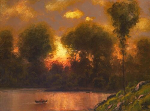 Oil Painting Landscape Western Vintage Antique Art River Old Signed MAX COLE - 第 2/2 張圖片