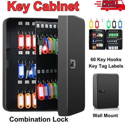 Key Cabinet Wall Mount Key Storage Lock Box With Combination Lock Steel Key Box