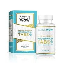 Active WOW Mouthwash Tabs W/ Spirulina Baking Soda, Mint 60 Tabs