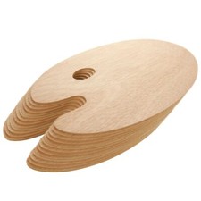 25 Pack Wood Painting Palette Oval Shaped Artist Painting Palette w/ Thumb Hole