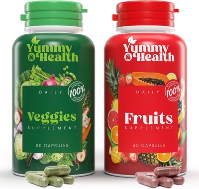 Fruits and Veggies Whole Food Supplement Veggies 90 and Fruits 90 Capsules
