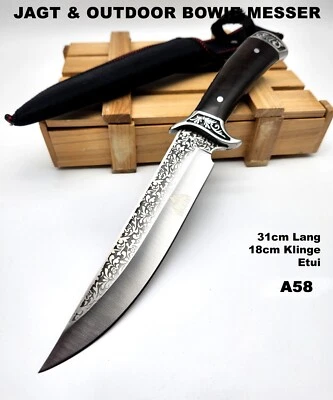 KASUL® Jagdmesser A58 | Bowie Messer Gürtelmesser Fahrtenmesser Full-Tang 31cm +Tasche