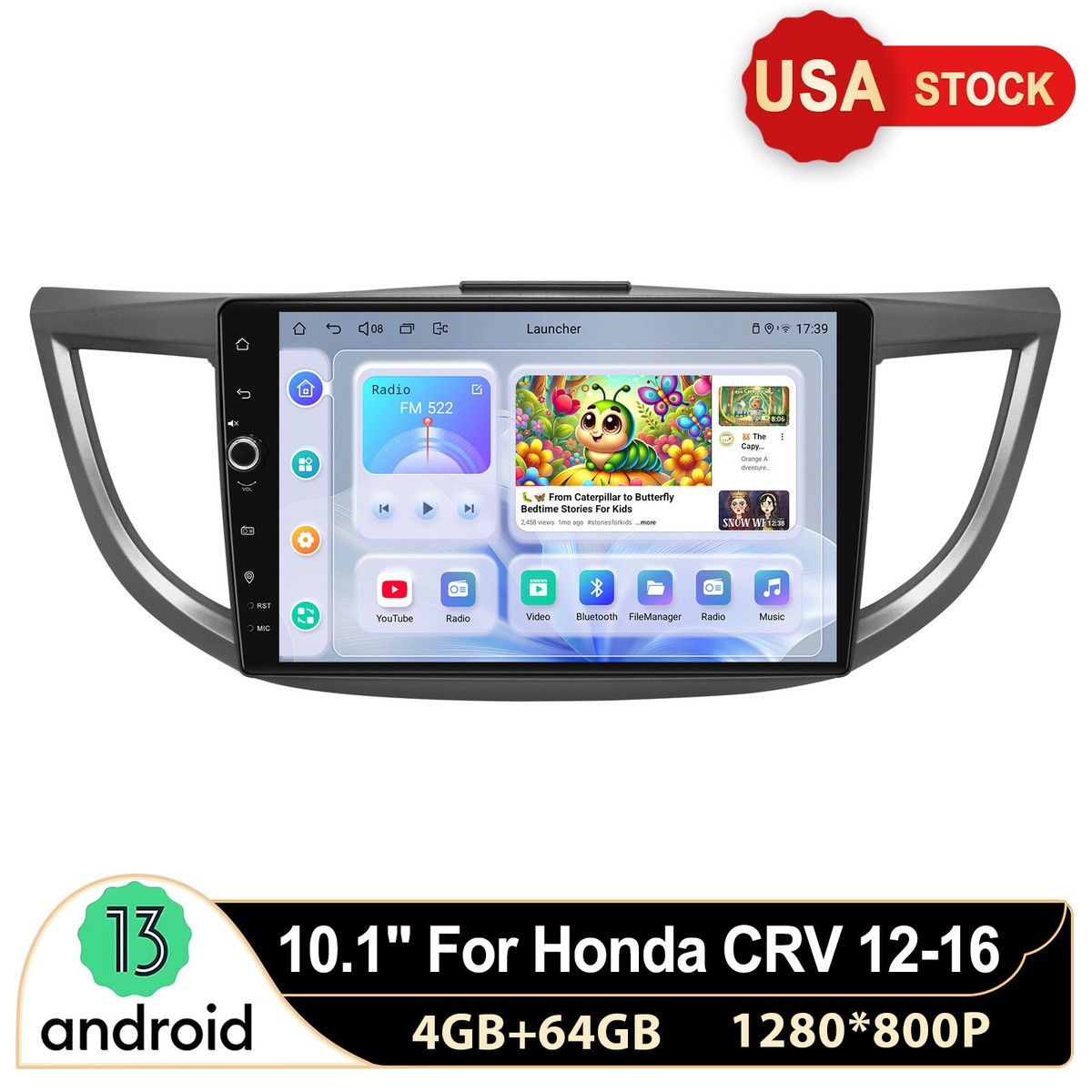 JOYING 10.1" Android 13 Car Stereo For Honda CR-V 2012-2016, 4GB+64GB, GPS Nav, CarPlay, 4G, Qualcomm CPU