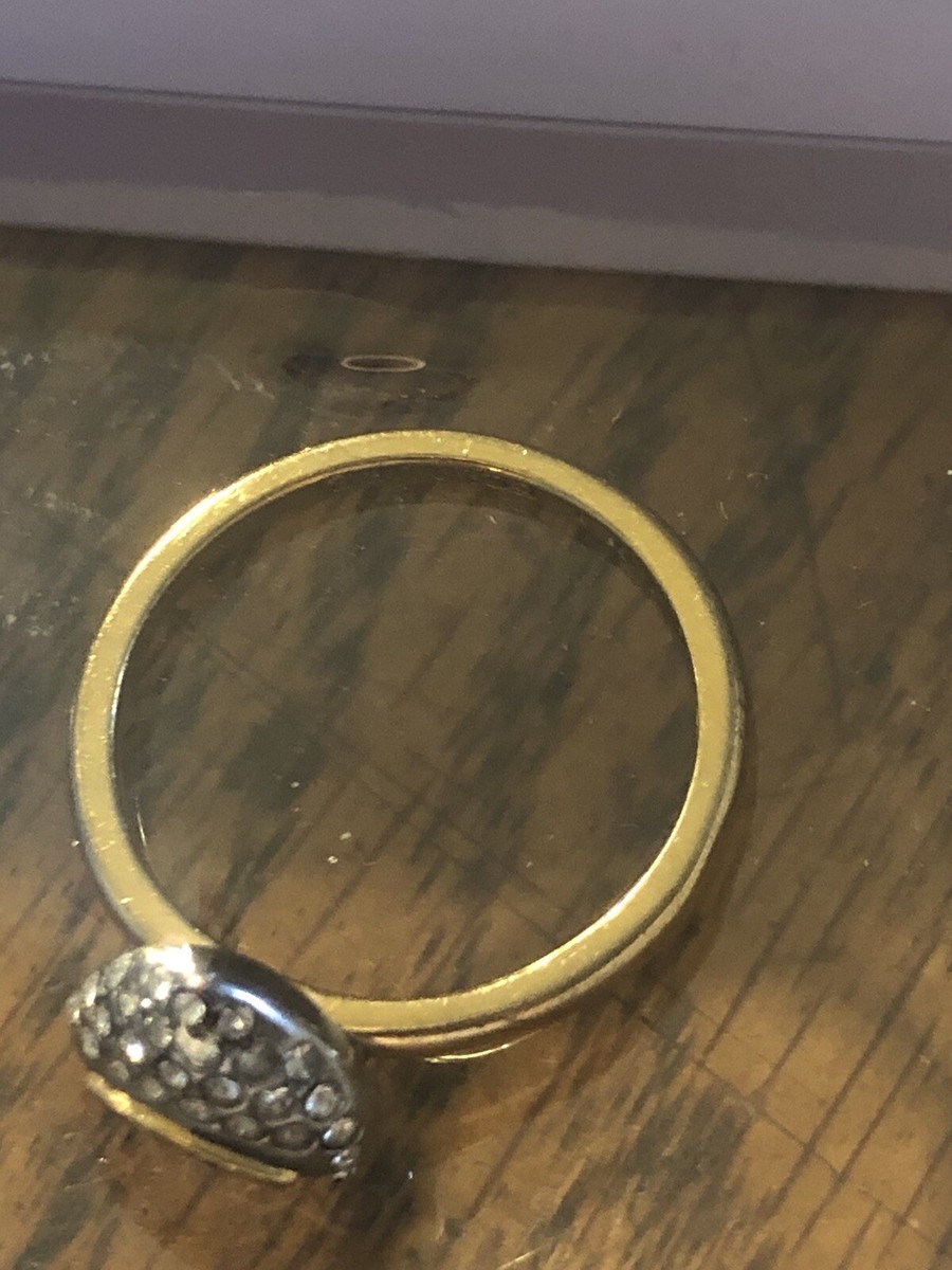 Juicy Couture Rhinestone Heart Ring In Gold Tone Metal Sz