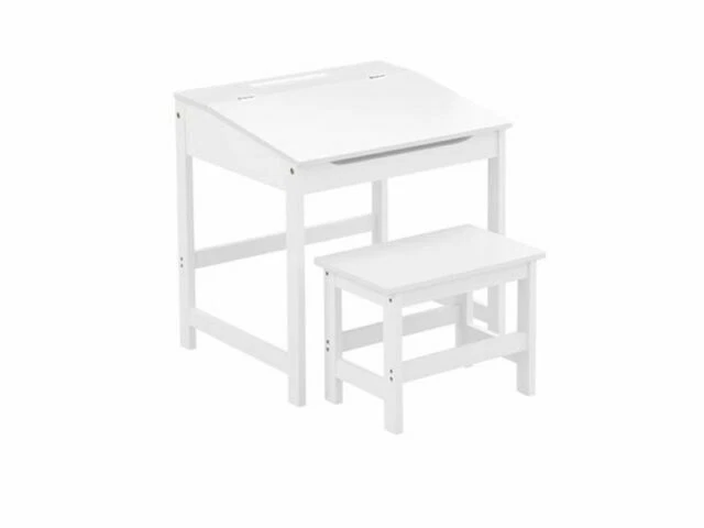 Premier Housewares 2404480 Children Table Desk and Stool Chair Set - White