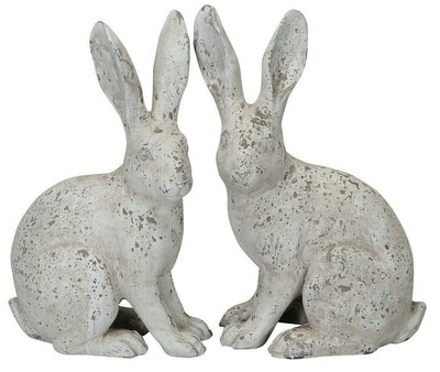 Ostern Hasen Paar /"Natura/" Shabby groß 2fach H35cm Skulptur Osterdekoration Deko