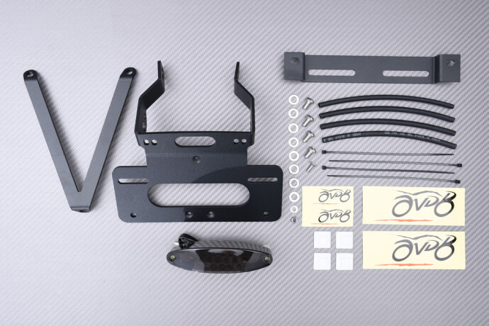 Support de plaque et feu arrière teinté Husqvarna 701 Supermoto en aluminium noir de haute qualité