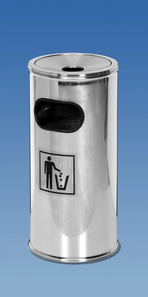 Raccoglitore rifiuti / posacenere da terra Saro modello REMCO in acciaio inox lucido