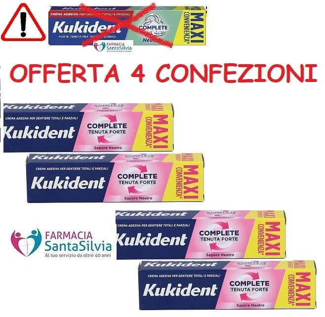KUKIDENT COMPLETE TENUTA FORTE SAPORE NEUTRO - 4 CONFEZIONI - FORMATO MAXI 70 G