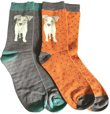Herren Socken Jack Russell Hunde 2 Paar Pack Neuheit Orange Grau Hund Bambus Baumwolle