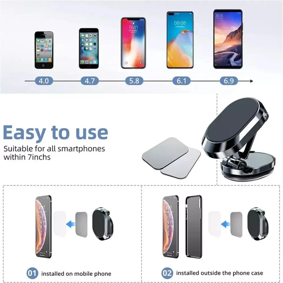 Car Phone Holder Magnetic Car Phone Mount 6 Powerful Internal Magnet Retractable - Image 4 of 4