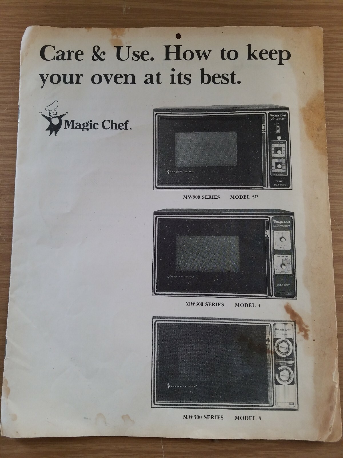Magic Chef Microwave Oven Owners Manual MW300 Model 3 4 5P C