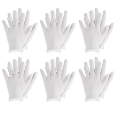 White Cotton Gloves 12 Pairs Soft Lightweight Work Gloves For Cosmetic Moisturizing Coin Jewelry - Foto 9