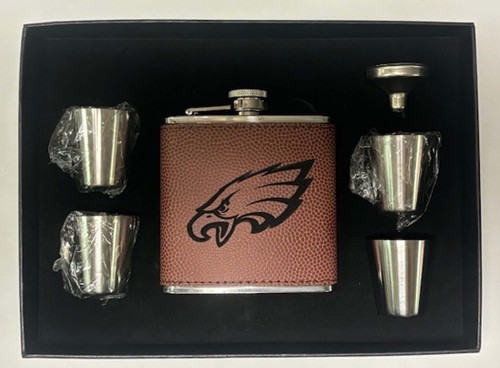 Philadelphia Eagles Football Texture 6 oz flask w opt presentation box  stainles - Afbeelding 10 van 14