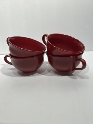 lot of 4 Vintage Anchor Hocking Ruby Red Glass Coffee or Tea Cup Mug