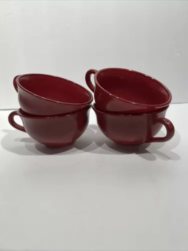 lot of 4 Vintage Anchor Hocking Ruby Red Glass Coffee or Tea Cup Mug